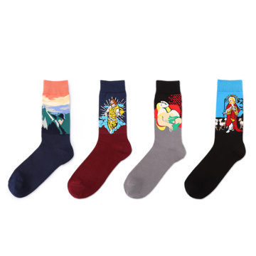 Poker -Porträt -Schweißdesign hochwertige Baumwollmode lustige Frau Custom Großhandel Happy Socken